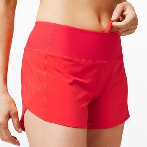 Red lululemon Speed Up 4” Shorts